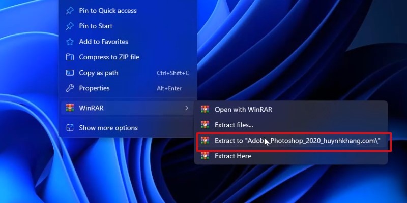 Giải nén phần mềm Photoshop 2020